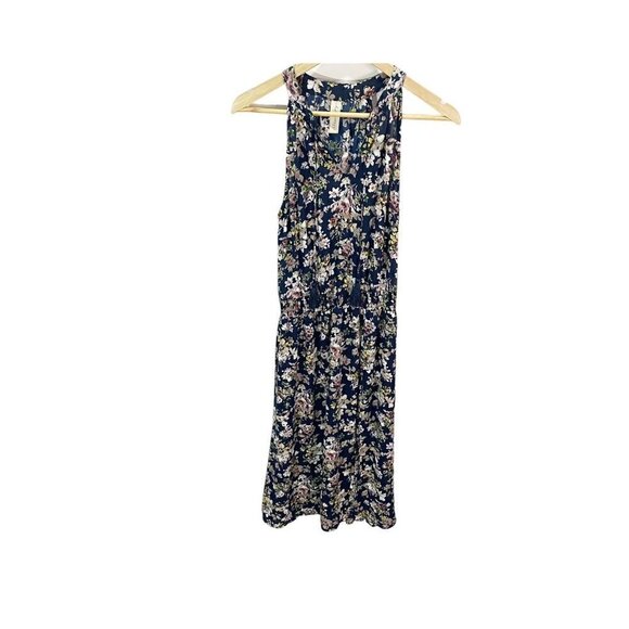 Allison Joy Floral Evereve Corbin Midi Dress S Blue Pink Sleeveless A-line - Picture 3 of 8